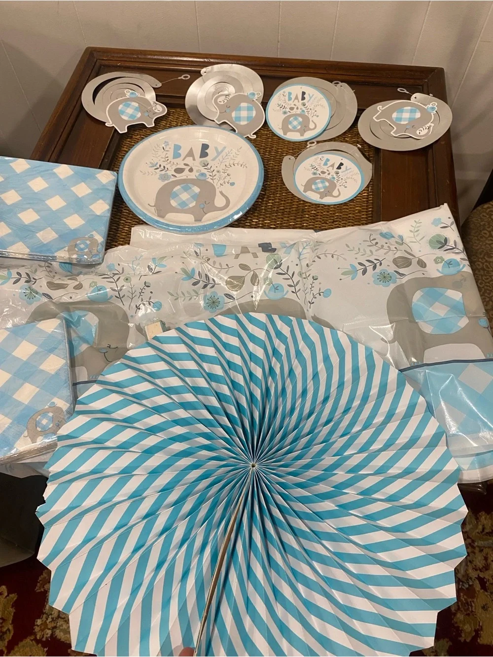Blue Elephant Baby Party Tableware and Decorations